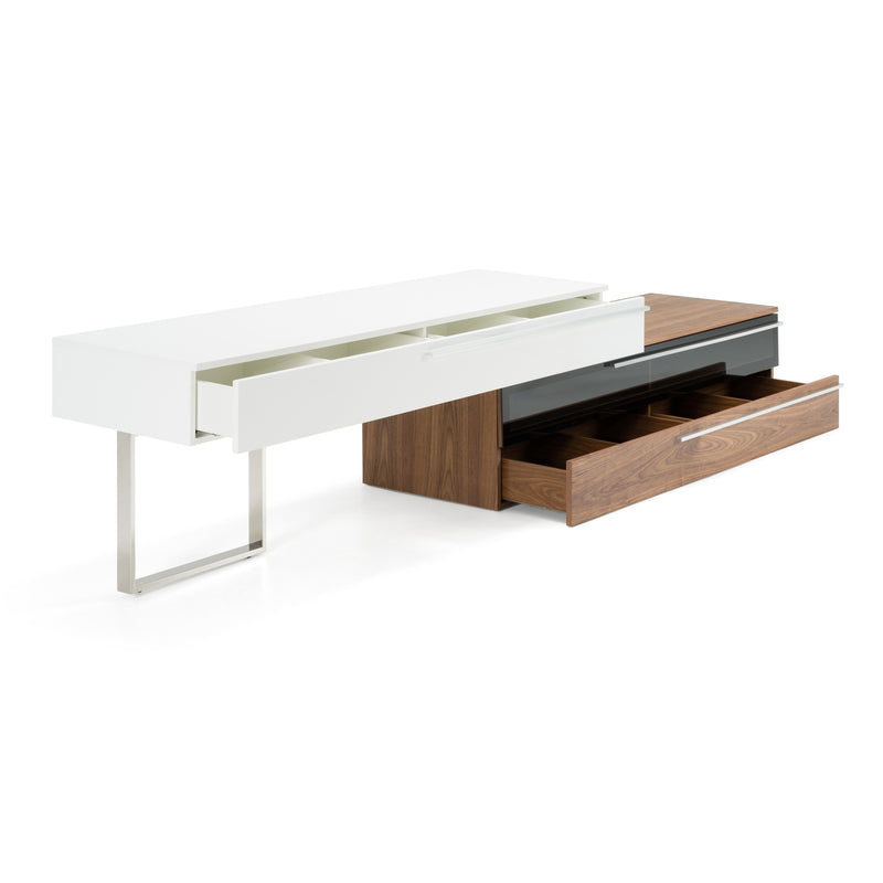 Karlstad - Modern White + Walnut TV Stand — view 3