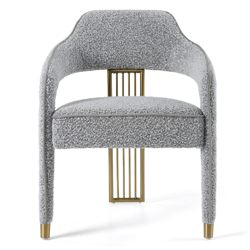 Kasem - Modern Grey Fabric + Gold Dining Chair — view 2