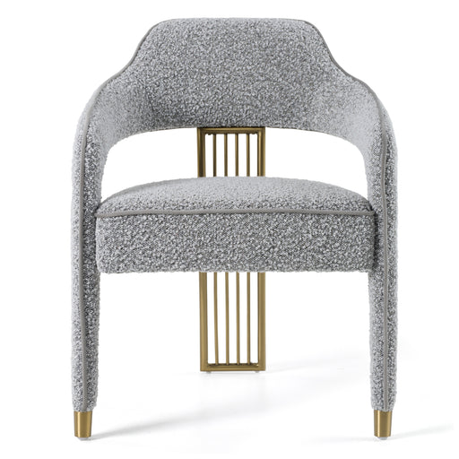 Kasem - Modern Grey Fabric + Gold Dining Chair — view 2