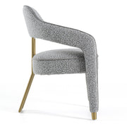 Kasem - Modern Grey Fabric + Gold Dining Chair — view 3
