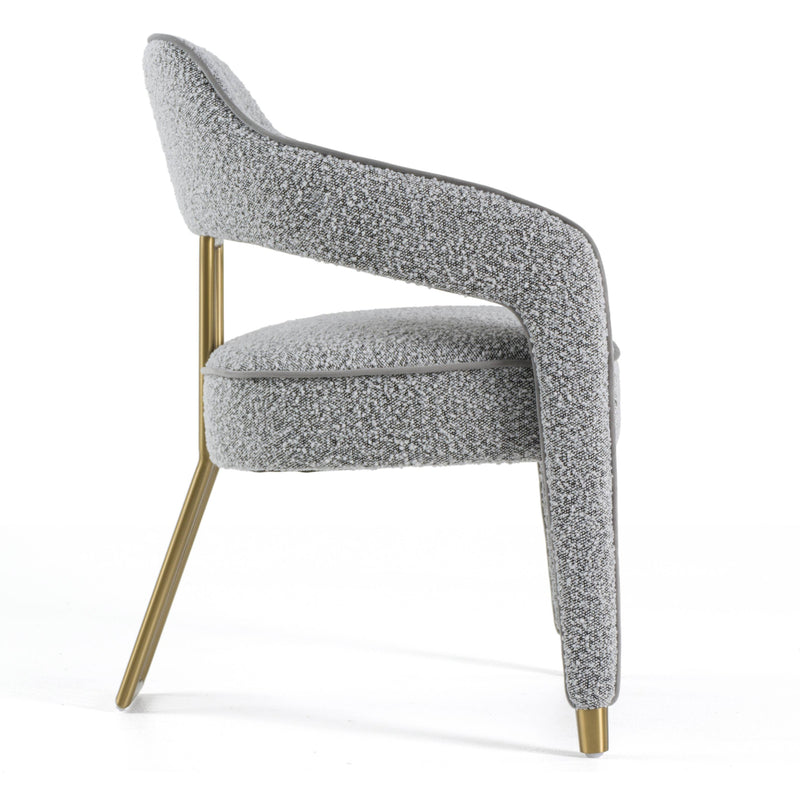 Kasem - Modern Grey Fabric + Gold Dining Chair — view 3