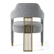 Kasem - Modern Grey Fabric + Gold Dining Chair — view 4
