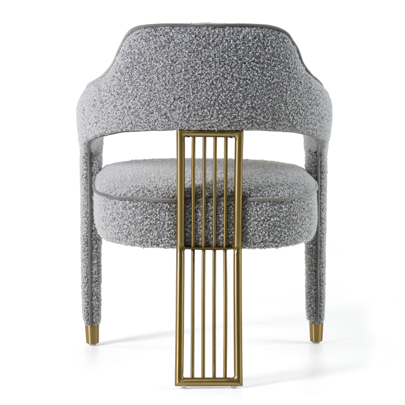 Kasem - Modern Grey Fabric + Gold Dining Chair — view 4