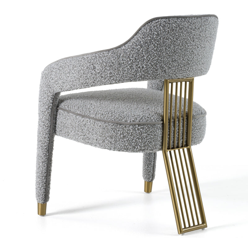 Kasem - Modern Grey Fabric + Gold Dining Chair — view 5