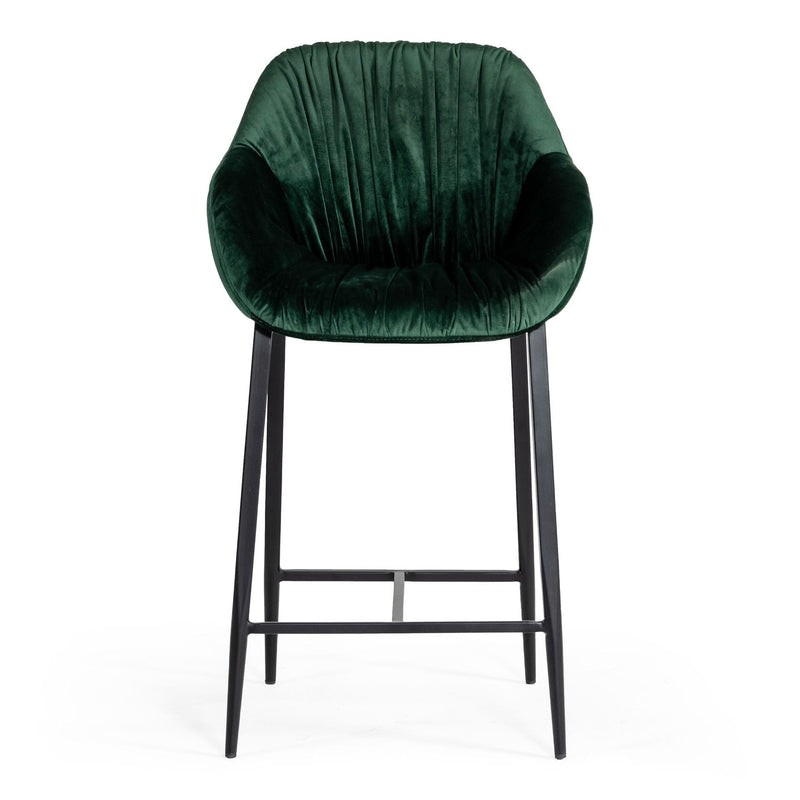 Katrina - Modern Green Fabric Bar Stool — view 5