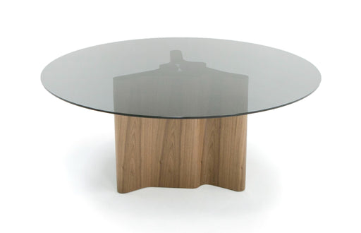 Kaye - Modern Walnut + Glass 71" Round Dining Table — view 2