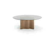 Kaye - Modern Walnut + Glass 71" Round Dining Table — view 3