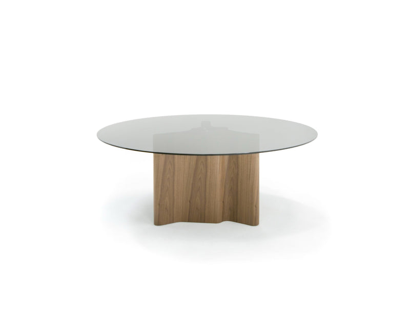 Kaye - Modern Walnut + Glass 71" Round Dining Table — view 3