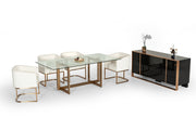 Keaton Modern Glass & Brass Dining Table — view 3