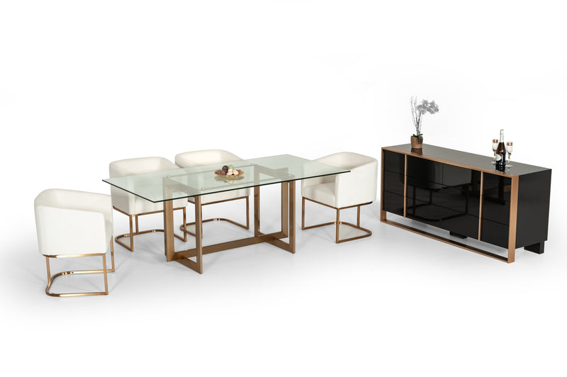 Keaton Modern Glass & Brass Dining Table — view 3