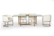 Keaton Modern Glass & Brass Dining Table — view 2