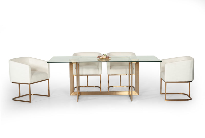 Keaton Modern Glass & Brass Dining Table — view 2