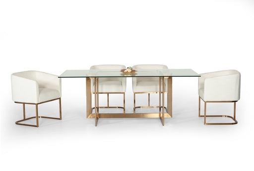 Keaton Modern Glass & Brass Dining Table — view 2
