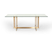 Keaton Modern Glass & Brass Dining Table — view 5