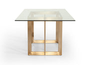 Keaton Modern Glass & Brass Dining Table — view 4