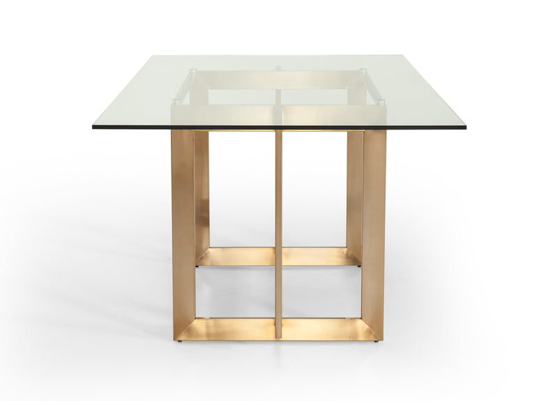Keaton Modern Glass & Brass Dining Table — view 4