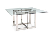 Keaton - Square Modern Glass + Stainless Steel Dining Table