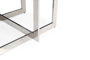 Keaton - Square Modern Glass + Stainless Steel Dining Table — view 2