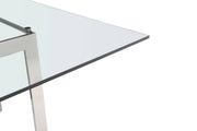 Keaton - Square Modern Glass + Stainless Steel Dining Table — view 3