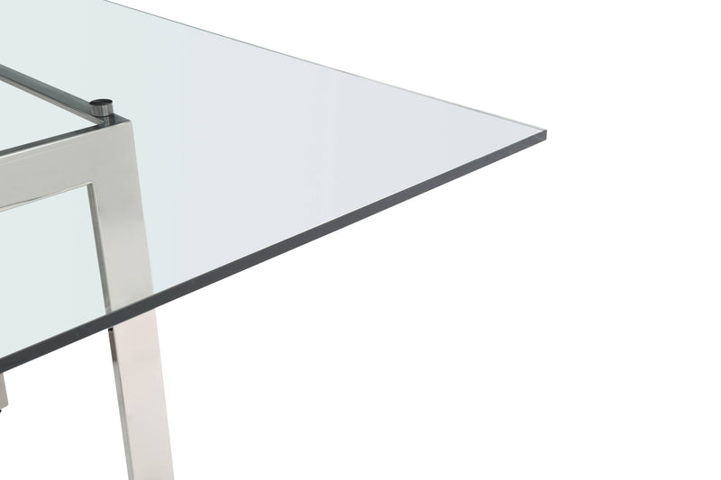 Keaton - Square Modern Glass + Stainless Steel Dining Table — view 3