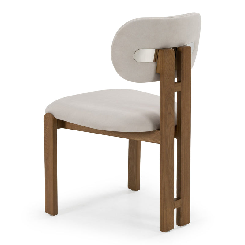 Kelsey - Modern Light Grey Fabric + Brown Ash Dining Chair — view 3