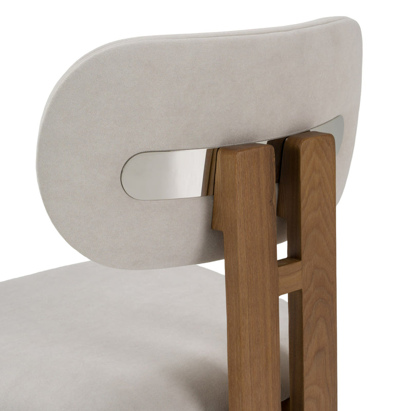 Kelsey - Modern Light Grey Fabric + Brown Ash Dining Chair — view 5