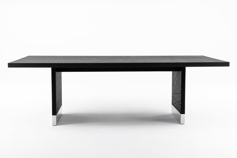 Kenda - Modern Black Ash + Stainless Steel Dining Table