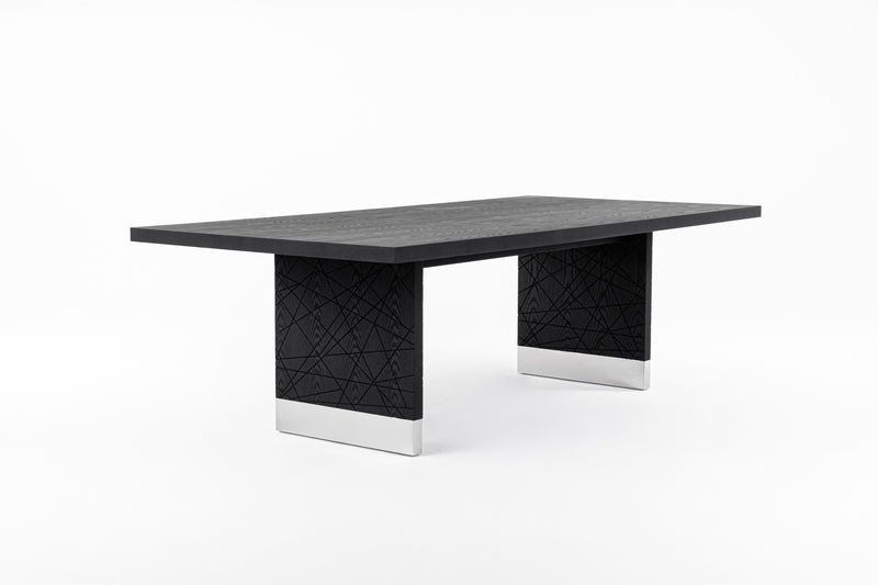 Kenda - Modern Black Ash + Stainless Steel Dining Table — view 2