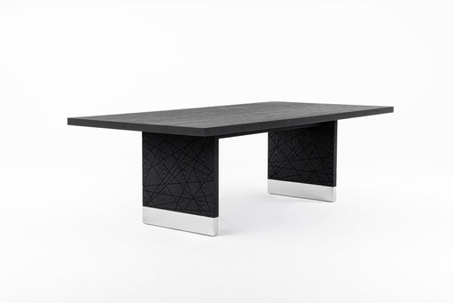 Kenda - Modern Black Ash + Stainless Steel Dining Table — view 2