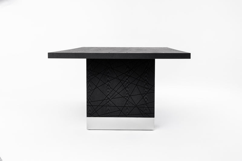 Kenda - Modern Black Ash + Stainless Steel Dining Table — view 3