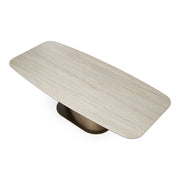 Kiefer - Modern Faux Travertine Ceramic + Bronze Dining Table — view 5
