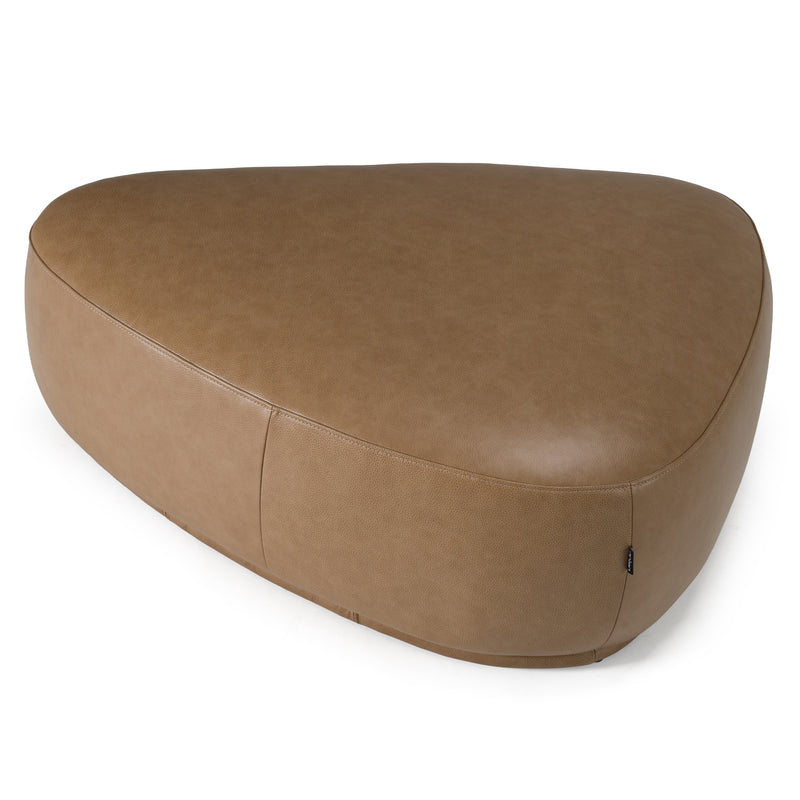 Kinsey - Modern Tan Leather Large River Rock Ottoman — view 3