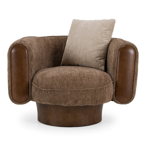 Kiran - Modern Brown + Beige Swivel Accent Chair — view 2