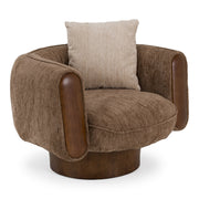 Kiran - Modern Brown + Beige Swivel Accent Chair — view 3