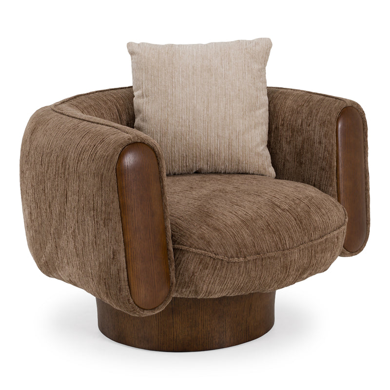 Kiran - Modern Brown + Beige Swivel Accent Chair — view 3