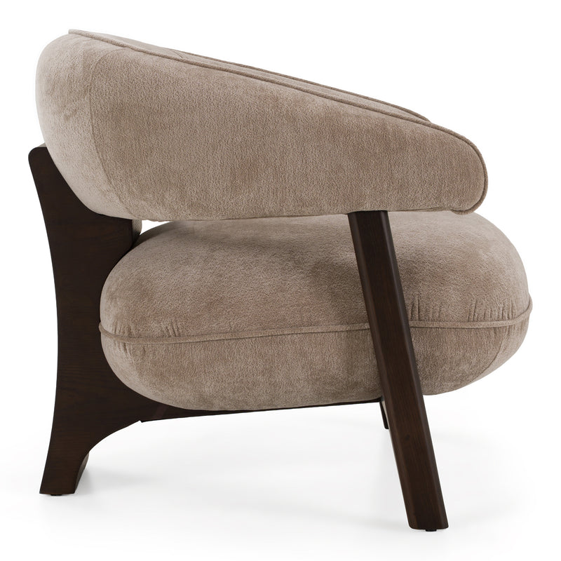 Kirby - Modern Tan Fabric + Brown Oak Accent Chair — view 2