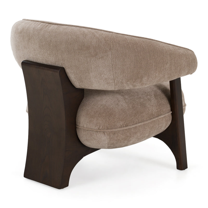 Kirby - Modern Tan Fabric + Brown Oak Accent Chair — view 3