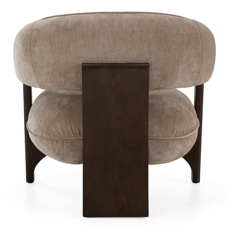 Kirby - Modern Tan Fabric + Brown Oak Accent Chair — view 4