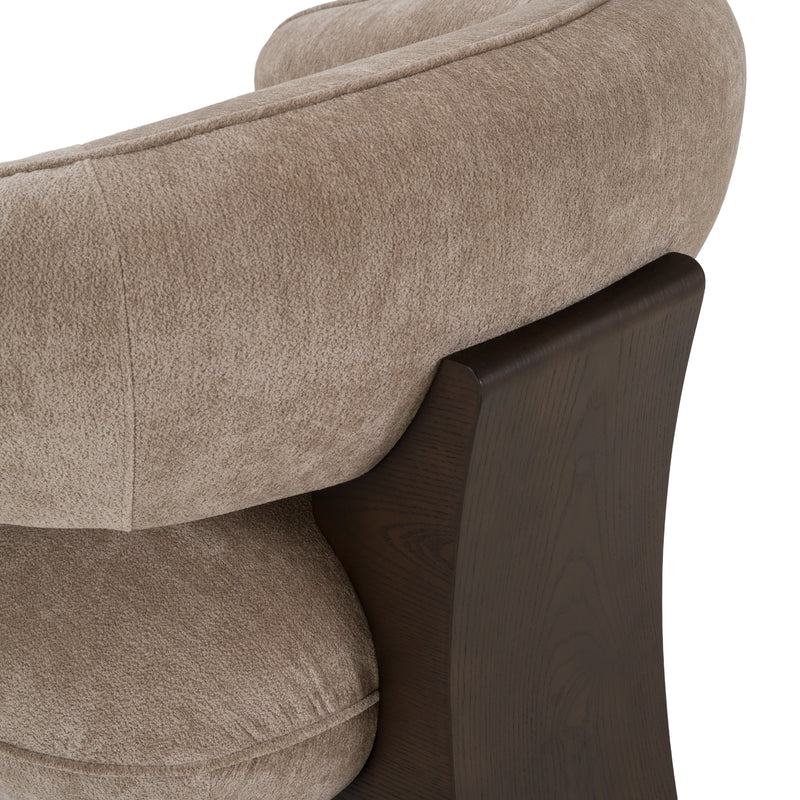 Kirby - Modern Tan Fabric + Brown Oak Accent Chair — view 5