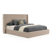 Kiro + Lago - Modern Tan Fabric + Faux Travertine 4-Piece Bedroom Set — view 4