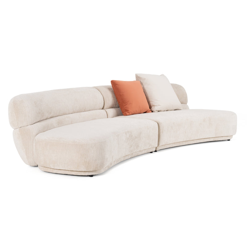 Knight - Modern Beige Fabric Curved Sectional Sofa — view 4