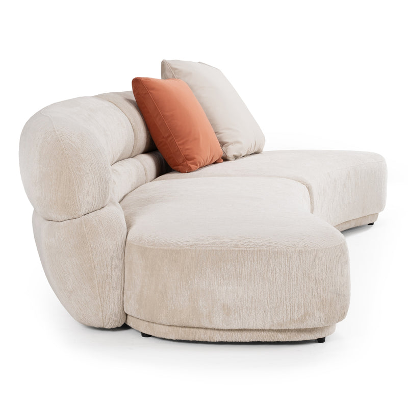 Knight - Modern Beige Fabric Curved Sectional Sofa — view 5