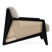 Kratz - Modern Beige Fabric + Rattan + Black Walnut Accent Chair — view 2