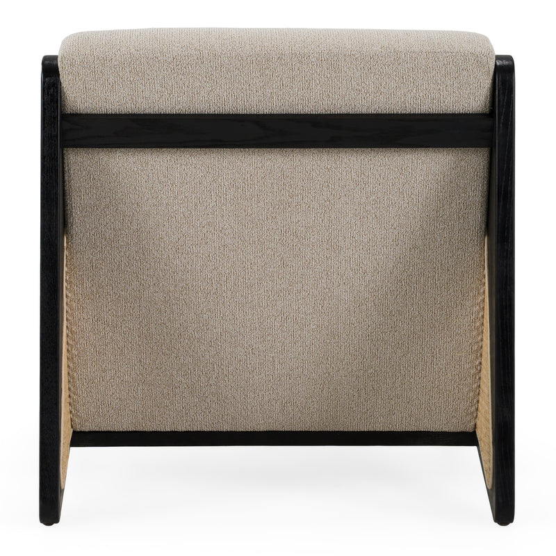Kratz - Modern Beige Fabric + Rattan + Black Walnut Accent Chair — view 3