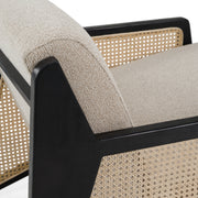 Kratz - Modern Beige Fabric + Rattan + Black Walnut Accent Chair — view 4