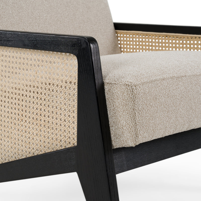 Kratz - Modern Beige Fabric + Rattan + Black Walnut Accent Chair — view 5