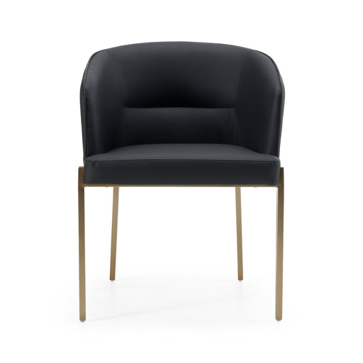 Kravitz - Modern Dark Grey Vegan Leather + Antique Brass Dining Chair