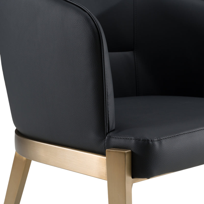 Kravitz - Modern Dark Grey Vegan Leather + Antique Brass Dining Chair — view 3