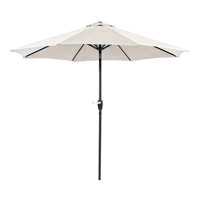 Soli 9' Outdoor Umbrella w/ Auto Tilt + 21" Round Base - R&R Furniture Gallery (Fountain Valley, CA)