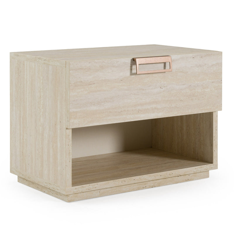 Roma + Lago - Modern Burnt Orange Velvet + Faux Travertine 4-Piece Bedroom Set — view 5
